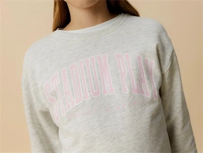 Name It sweatshirt light grey melange med rosa print