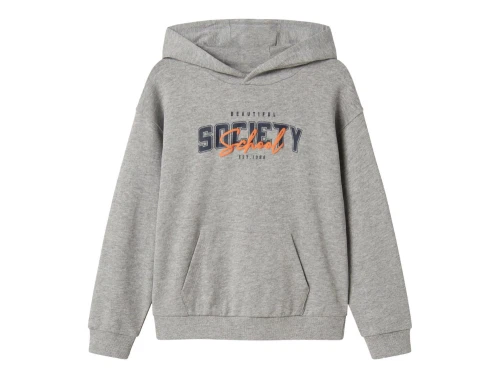 Name It hoodie grey melange med frontprint