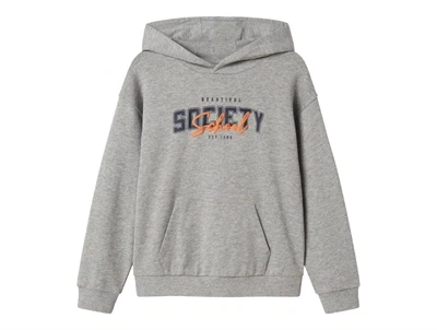 Name It hoodie grey melange med frontprint