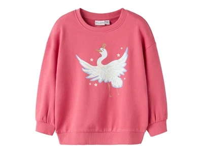 name it sweatshirt i rosa nuance med svane print