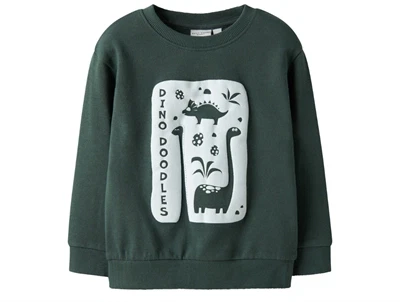 name it sweatshirt i grøn nuance med dinosaur print