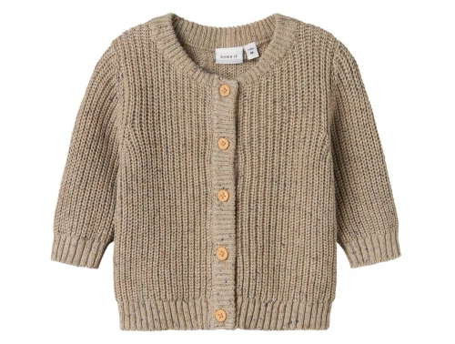 Name It Baby strikcardigan i island fossil med knapper