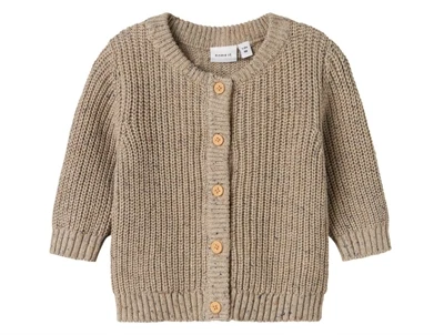 Name It Baby strikcardigan i island fossil med knapper