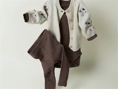 Name It Baby strikcardigan i peyote melange med blomsterbroderi