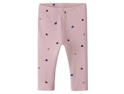 Name It leggings i lyserød nuance med små hjerter