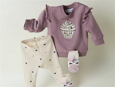 Name It leggings i beige nuance med små hjerter