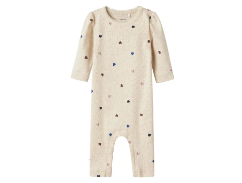 Name It jumpsuit i beige nuance med små hjerter