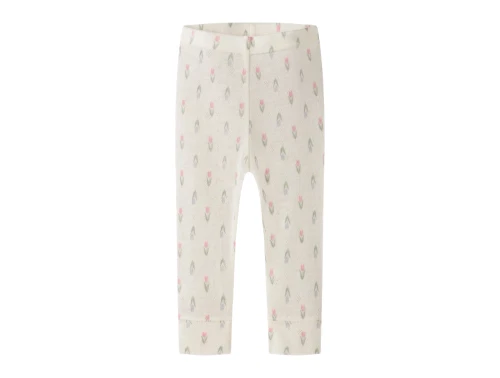Name it leggings i merinould råhvid med blomsterprint set forfra