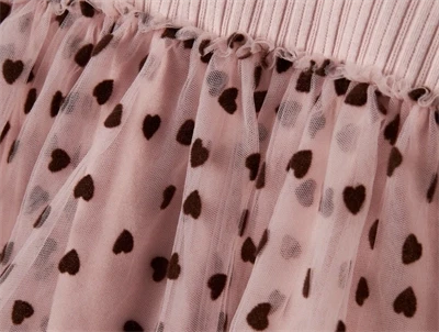 name it kjole i rosa nuance med tylskørt og brunt hjerteprint