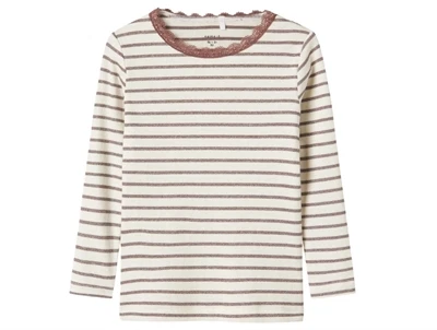 name it mini bluse peppercorn med striber og glimmerkant