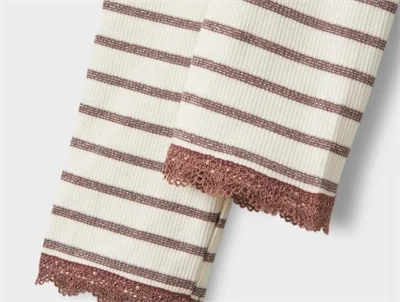 name it mini leggings peppercorn med striber og blondekant detalje