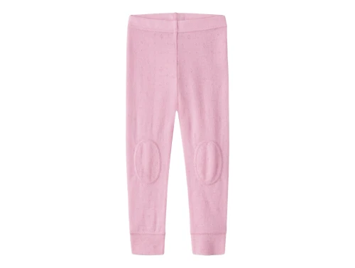 Name it leggings i merinould rosa med knælapper set forfra