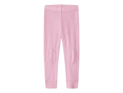Name it leggings i merinould rosa med knælapper set forfra