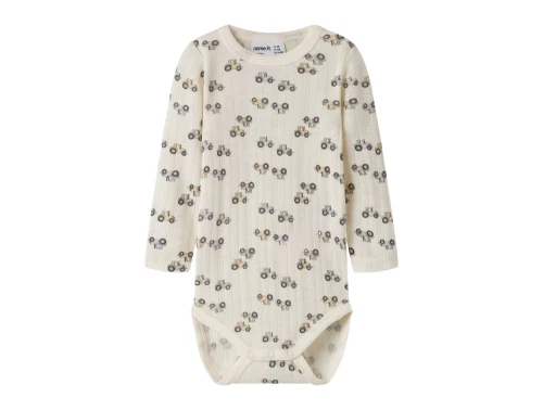 Name it body i merinould råhvid med traktorer set forfra