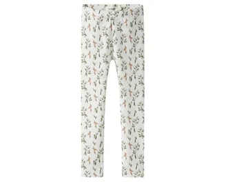 Leggings fra Lil' Atelier i coconut milk med kolibriprint og elastik i taljen