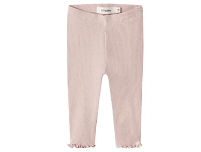 Lil' Atelier BABY leggings i cameo rose med flæsekant