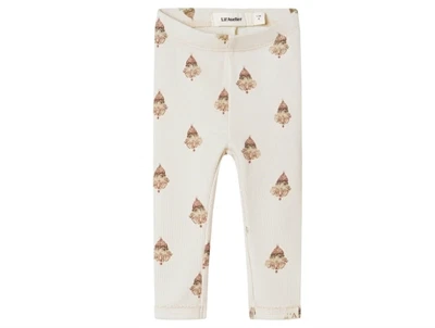 Lil' Atelier BABY leggings i pastel parchment med klovneprint