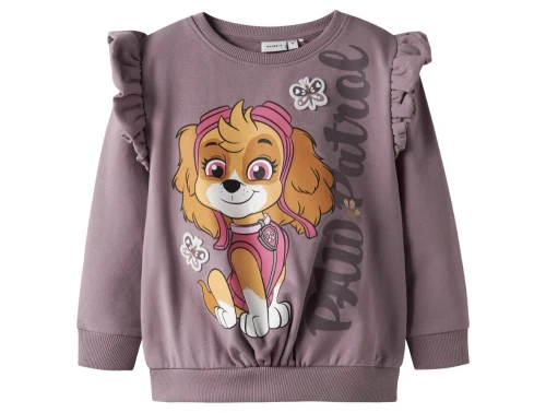Name It MINI sweatshirt i rosa nuance med Paw Patrol print og flæser