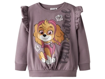 Name It MINI sweatshirt i rosa nuance med Paw Patrol print og flæser