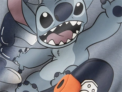 Name It MINI langærmet t-shirt i gråblå nuance med Stitch print