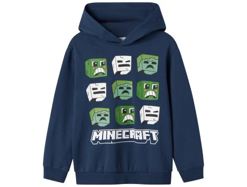 Name It hoodie insignia blue med Minecraft print