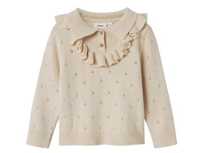 Lil’ Atelier strikpolo turtledove med flæse