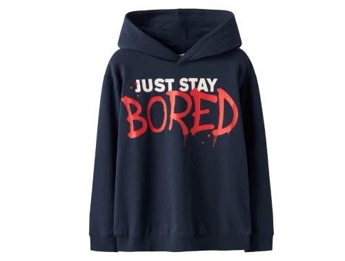 Name It hoodie navy blazer med Bored print