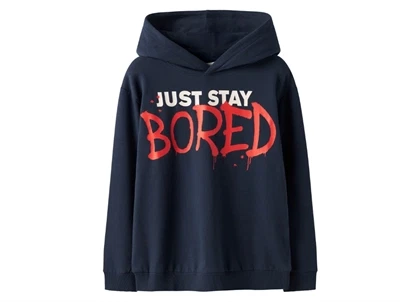 Name It hoodie navy blazer med Bored print
