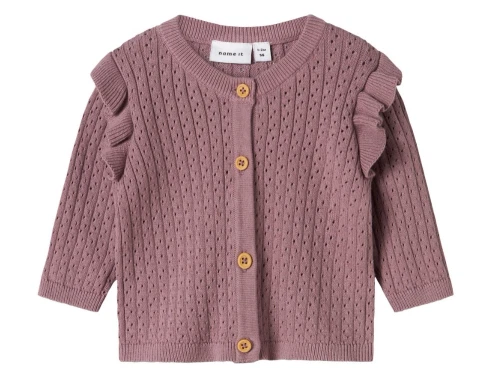 Name It cardigan i rosa nuance med flæser