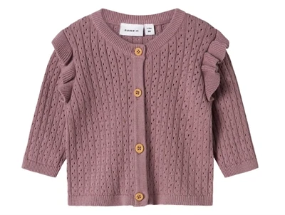 Name It cardigan i rosa nuance med flæser