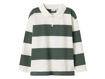 Name It polo bluse råhvid/grøn med striber