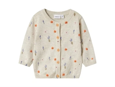 Name It cardigan i beige nuance med små blomster