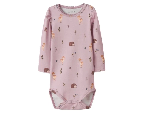 Name It body i lyserød nuance med print af skovdyr