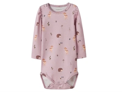 Name It body i lyserød nuance med print af skovdyr