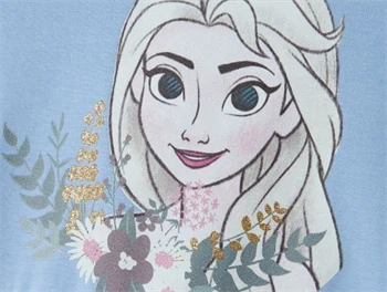 Blå Name It kjole med Elsa-print og tylskørt- nærbillede