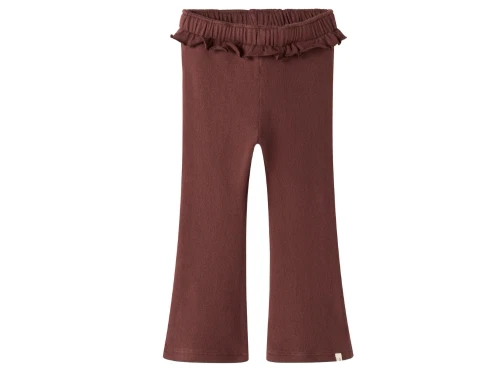 Lil\' Atelier MINI bukser i brun nuance med flæsekant i taljen