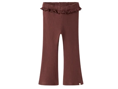 Lil' Atelier MINI bukser i brun nuance med flæsekant i taljen