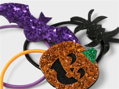 Nærbillede af Name It 3-pack hårelastikker med halloween tema