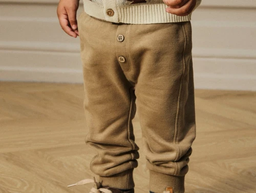 Lil\' Atelier BABY bukser i beige nuance med knapper og ribkanter