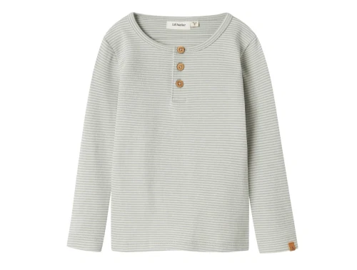 Lil\' Atelier MINI top i lysegrøn nuance med striber og træknapper
