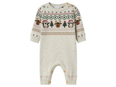 Baby i Name It strikdragt peyote melange med juleprint
