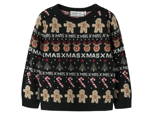 Name It julesweater sort med rensdyr og kagemænd