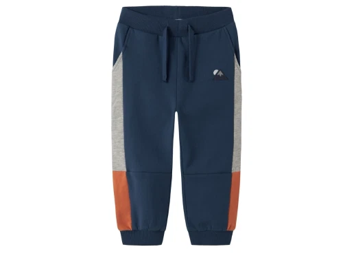 name it mini sweatbukser i blå insignia blue med farvepaneler og broderet 