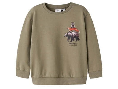 Name It MINI sweatshirt grå melange med dyreprint forside