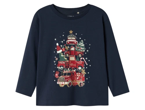 Name It bluse navy blazer med julelastbil print