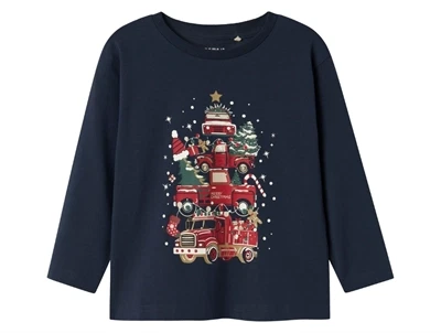 Name It bluse navy blazer med julelastbil print