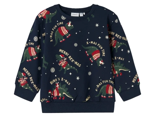 Name It sweatshirt navy blazer med dinosaur juleprint