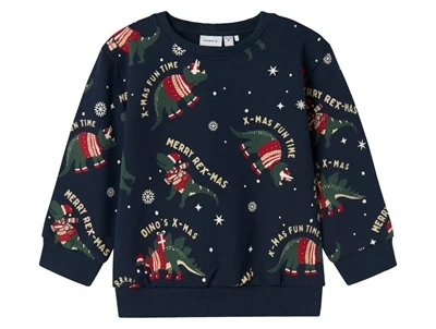 Name It sweatshirt navy blazer med dinosaur juleprint