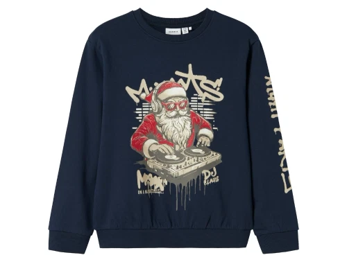 Name It sweatshirt i navy blazer med julemand DJ print