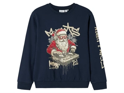 Name It sweatshirt i navy blazer med julemand DJ print